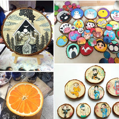 5pcs Wood Slices Craft Kit Circles Christmas Ornaments Wedding DIY Crafts