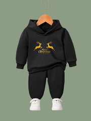 Girls 2pc Cartoon Hooded Sweatshirt & Solid Sweatpants Set