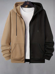 Abstract Pattern Print Hooded Jacket | Full Zip Up