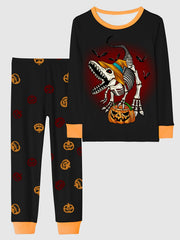 2pcs Halloween Pajamas Set for Kids Long Sleeve Top & Pants Boy's Loungewear