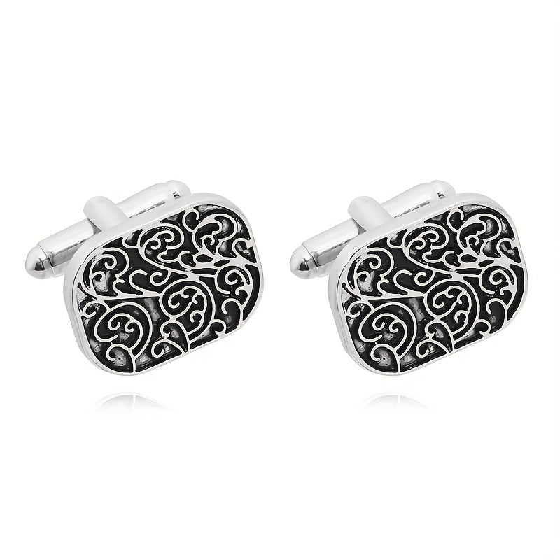 Floral Stripe Men's French Shirt Cufflinks