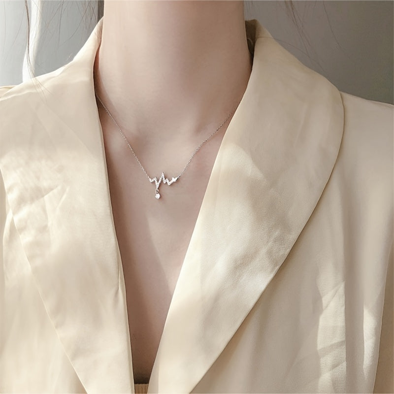 Heartbeat Pendant Necklace Geometric Clavicle Chain