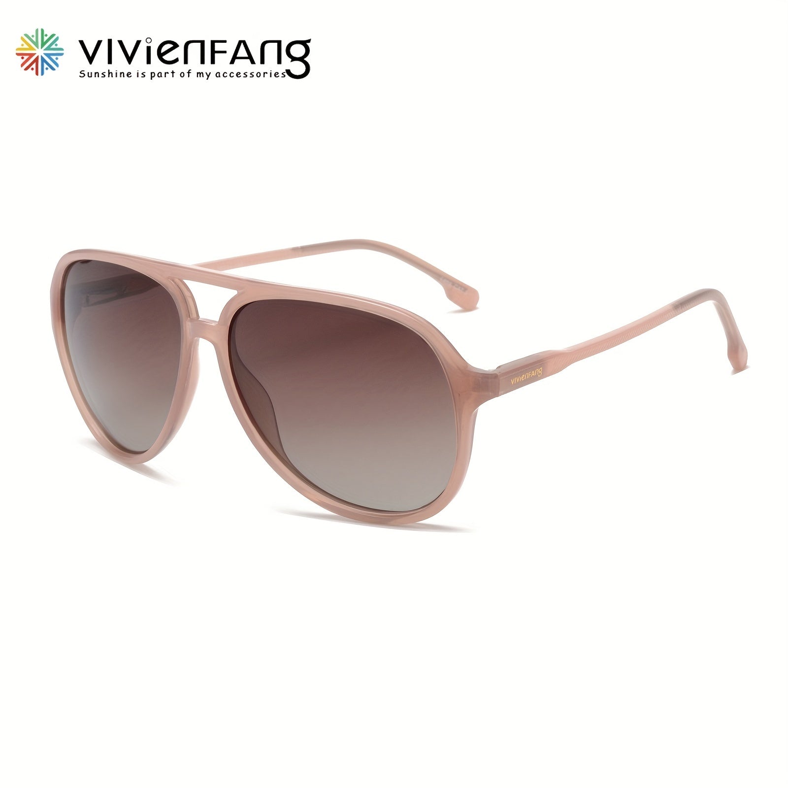 VIVIENFANG Aviator Sunglasses Polarized Retro Frame TR90 Unisex Jelly Powder