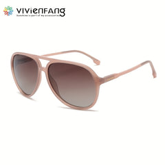 VIVIENFANG Aviator Sunglasses Polarized Retro Frame TR90 Unisex Jelly Powder