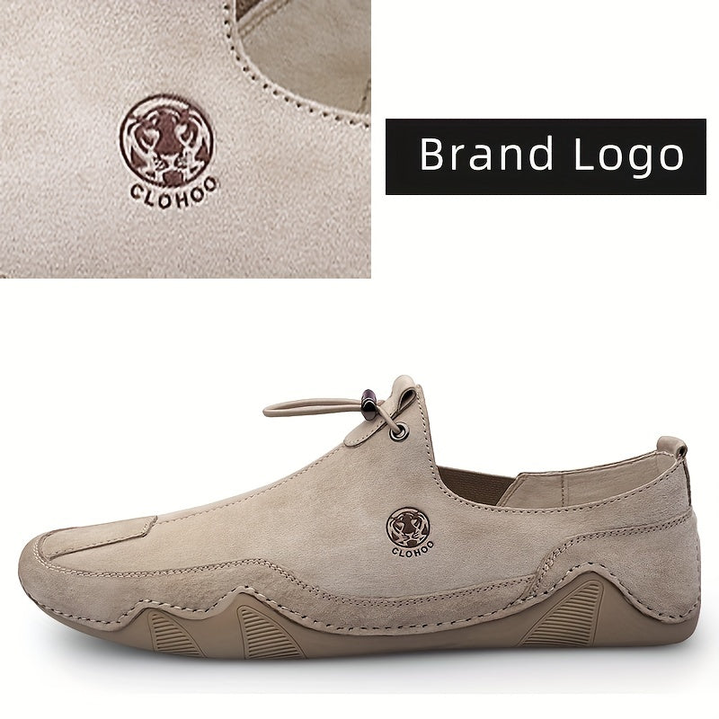 CLOHOO Men's Slip On Shoes Khaki Grey