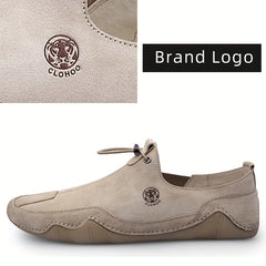 CLOHOO Men's Slip On Shoes Khaki Grey