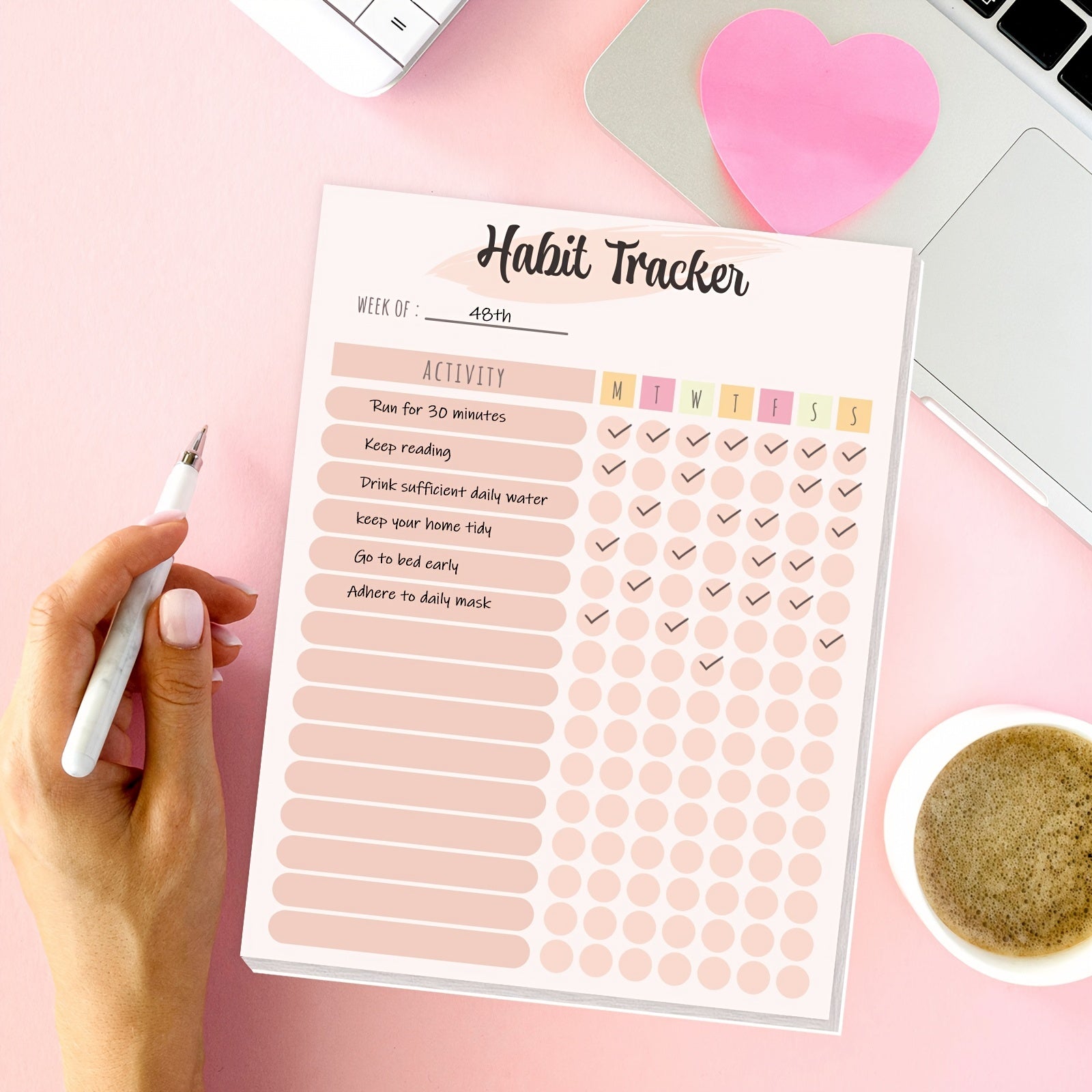 Habit Tracker & Goal Journal, Daily & Weekly Planner, Motivational To Do List