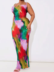 Tie Dye Cowl Neck Bodycon Maxi Dress