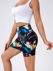Floral Print High Stretch Seamless Yoga Biker Shorts