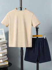 Boys Casual BOYS Graphic Print T shirt&Shorts Set Summer Kids Clothing