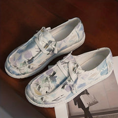Women's Ink Painting Pattern Canvas Shoes Casual Lace Up Outdoor Shoes