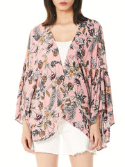 Floral Print Beach Cover Up Kimono Cardigan Women's Swimwear