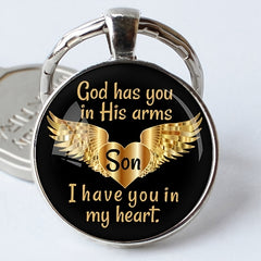 Angel Wings Time Gem Pendant Necklace Keychain Christmas Gift