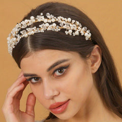 Golden Rhinestone Headband Tiara Bridal Wedding Hair Accessories