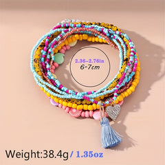 Bohemia Beaded Anklet Set Y2K Style Ankle Bracelet Set For Women & Girls
