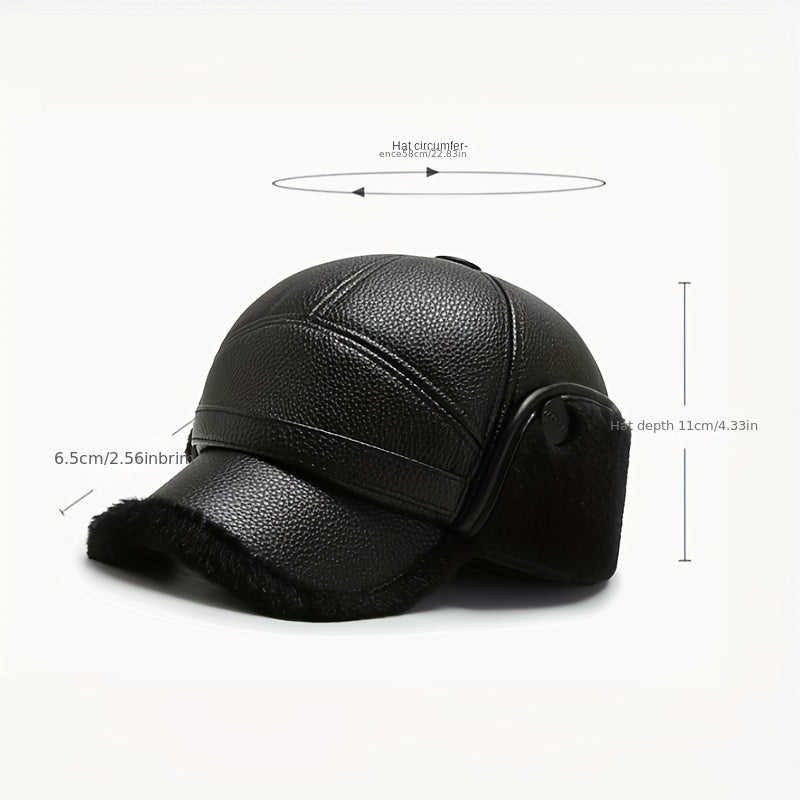 Men's Warm Wide Brim Baseball Cap for Winter Outdoor Ear Protection