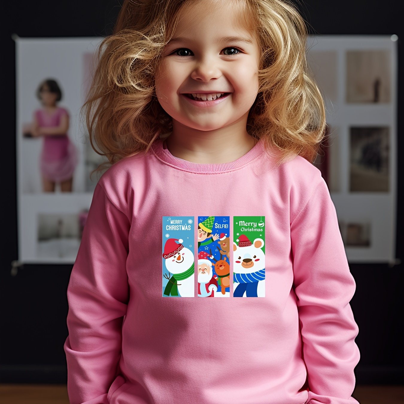 Cartoon Pattern Long Sleeve Pullover Girls Sweatshirt