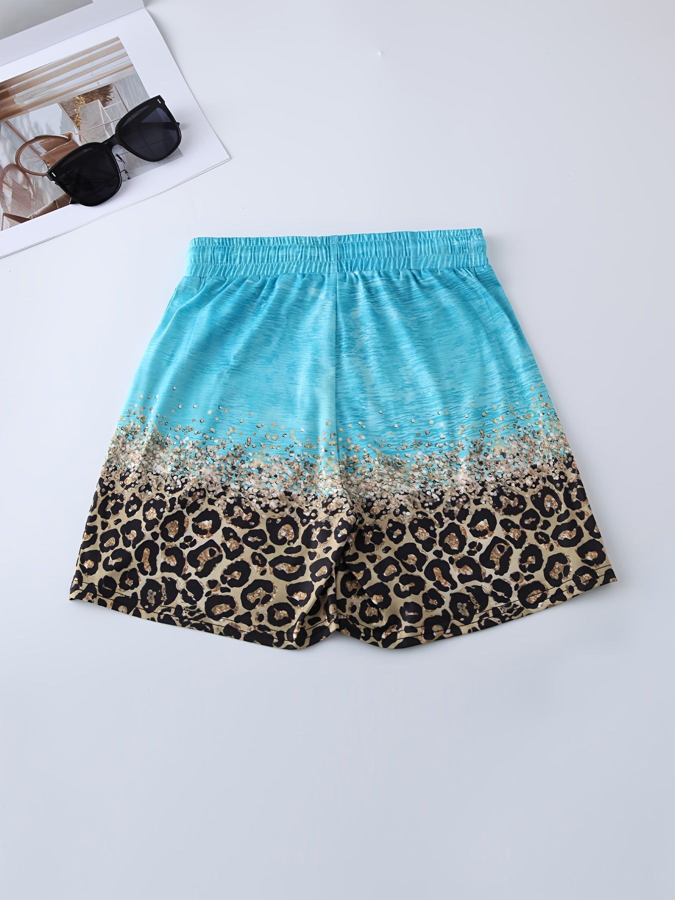Leopard Print Drawstring Waist Shorts