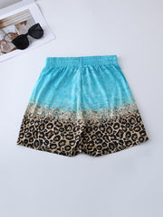 Leopard Print Drawstring Waist Shorts