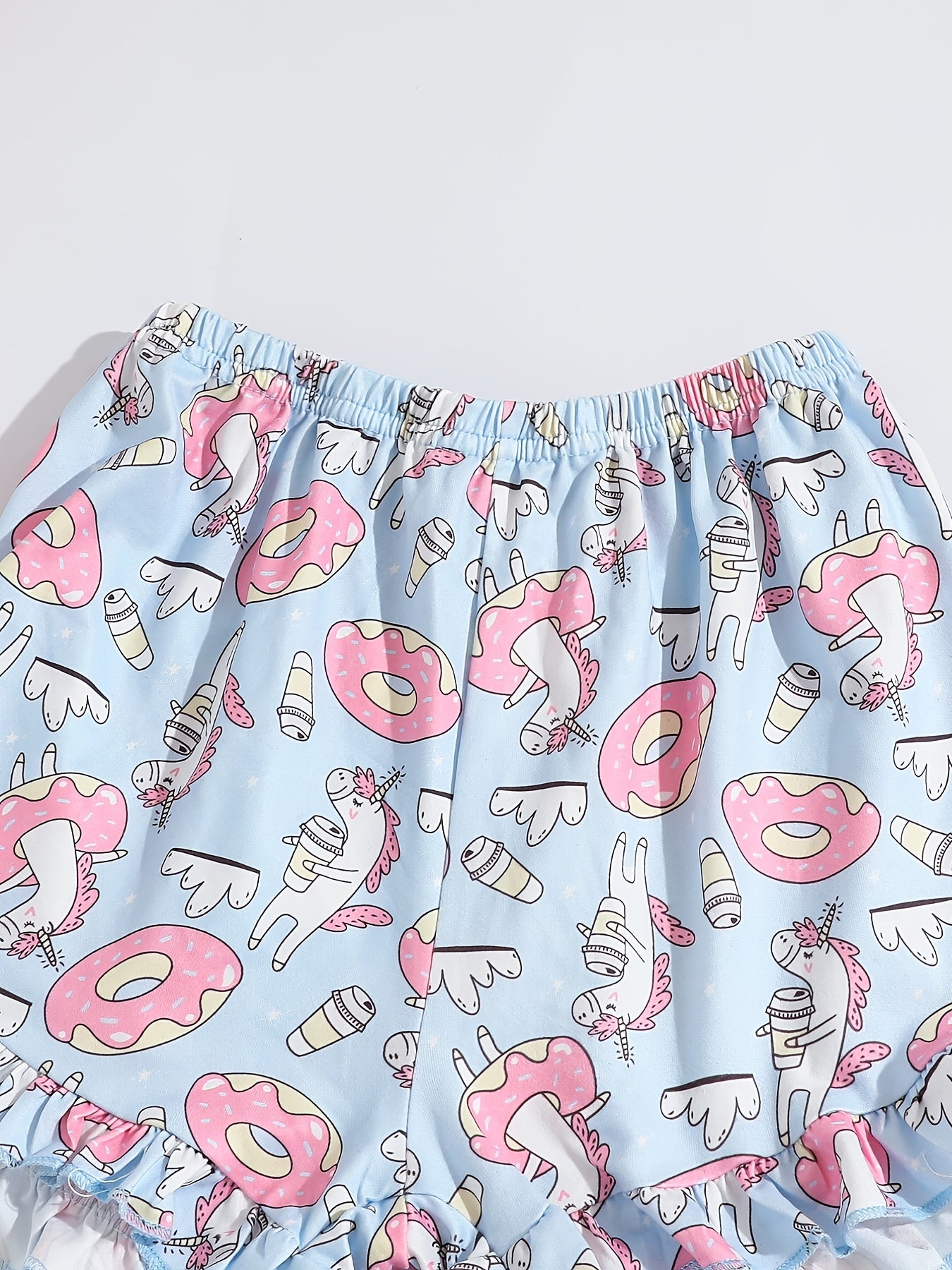 Girls Cotton Unicorn Print Camisole and Shorts Set Summer