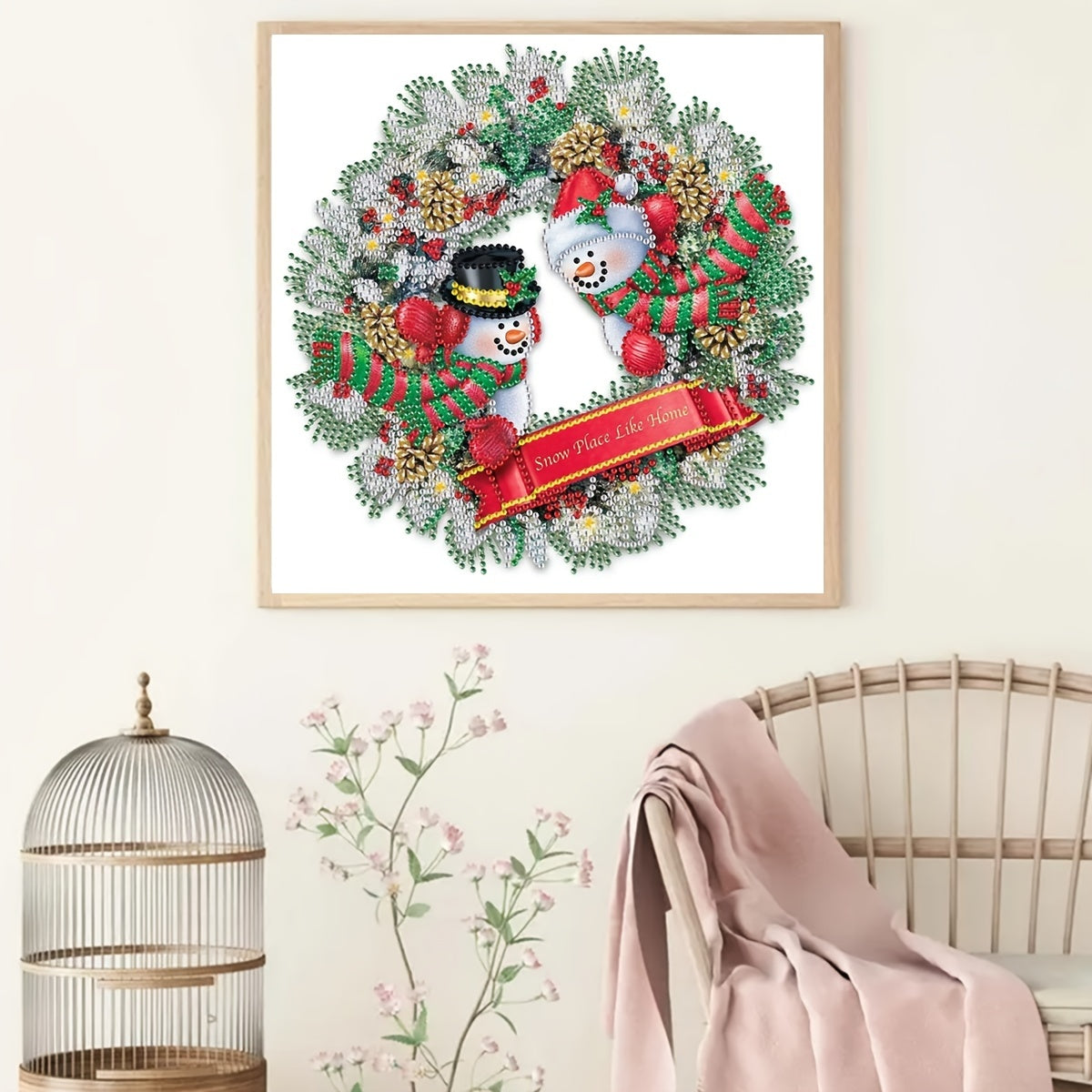 Christmas Snowman Wreath Diamond Painting Kit 5D DIY Special Shape