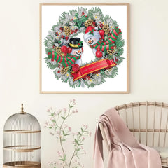 Christmas Snowman Wreath Diamond Painting Kit 5D DIY Special Shape