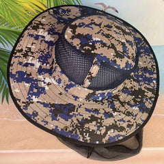 Camouflage Anti-mosquito Sunshade Fishing Hat for Men and Women