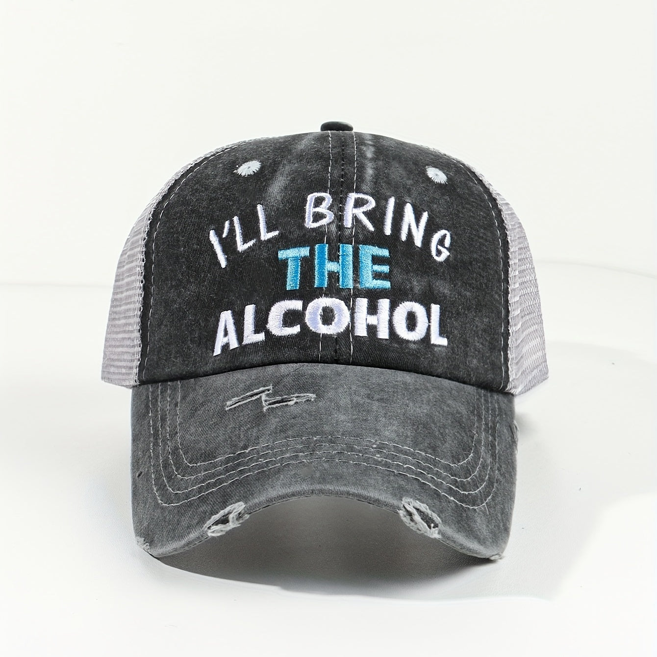 Alcohol Trucker Hat Distressed Baseball Cap for Women