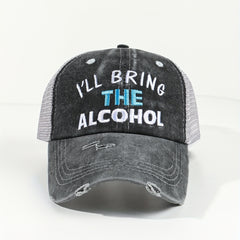 Alcohol Trucker Hat Distressed Baseball Cap for Women