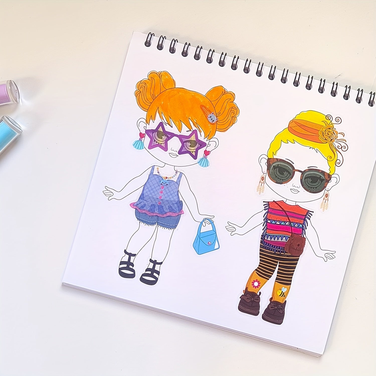 DIY Beauty Art Coloring Book for Kids with Makeup Stickers