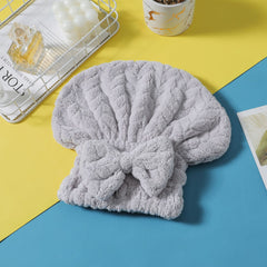 Coral Fleece Bowknot Hair Dryer Cap Quick Dry Hair Towel