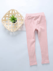 Girls Ribbed Leggings with Cartoon Decoration for Autumn/Spring