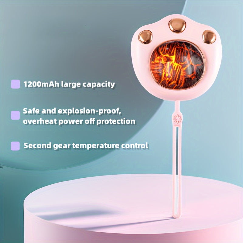 Portable Mini Cat Paw Hand Warmer USB Rechargeable 1200mAh Capacity