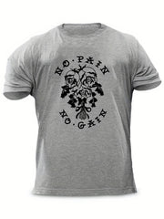 No Pain No Gain Men's Rose Graphic T shirt Crew Neck Tee