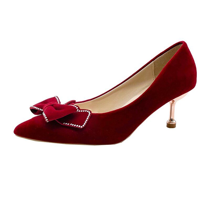 Women's Bowknot Stiletto Mid Heel Wedding Pumps