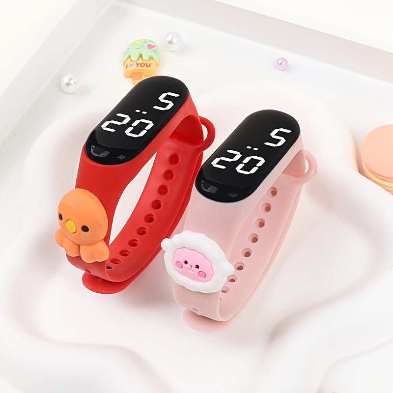 2pcs Animal LED Bracelet Watches for Kids Digital Display Soft TPU Band