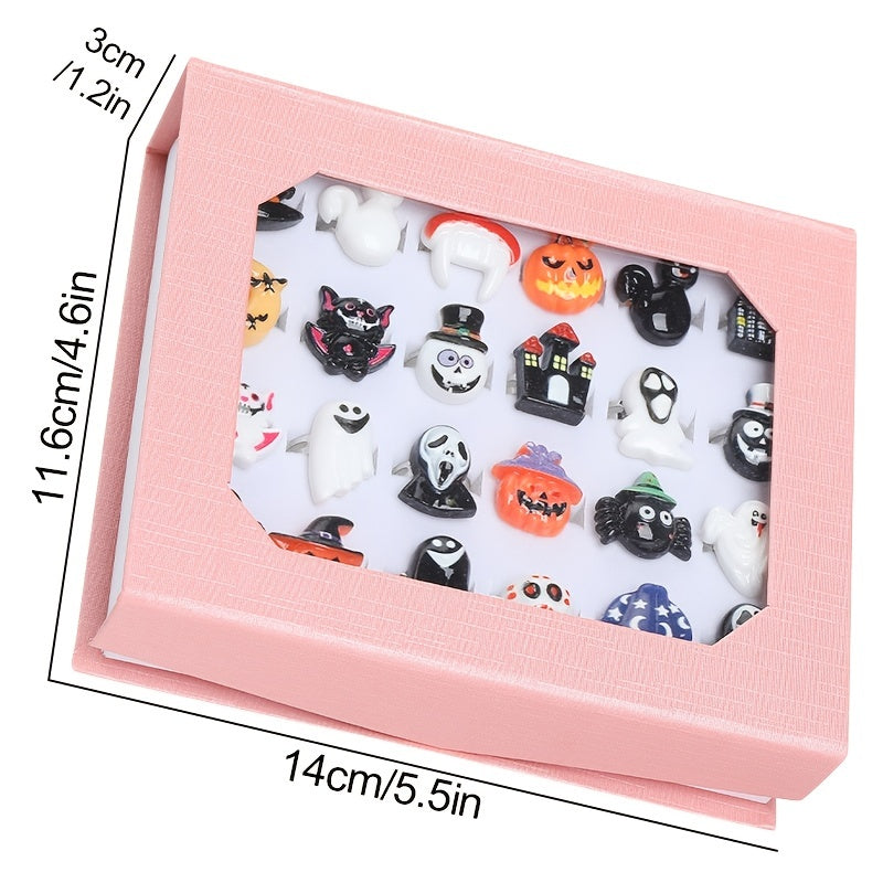 24pcs Halloween Little Girl Jewel Rings Set - No Duplication