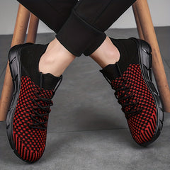 Men's Weave Knit Lace Up Casual Shoes Breathable Lightweight Non Slip Sneaker