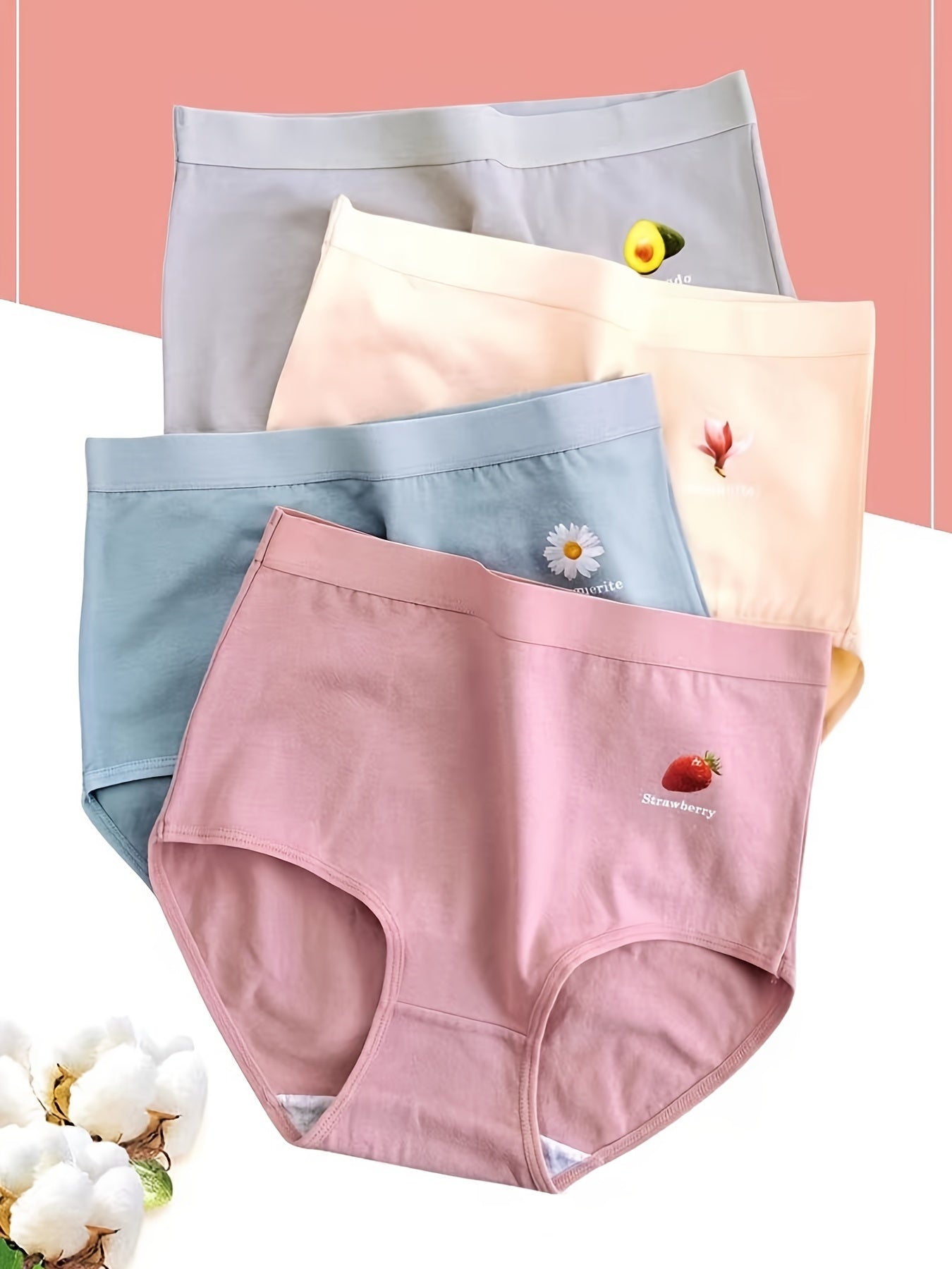4pcs High Waist Butt Lifting Panties Women's Lingerie