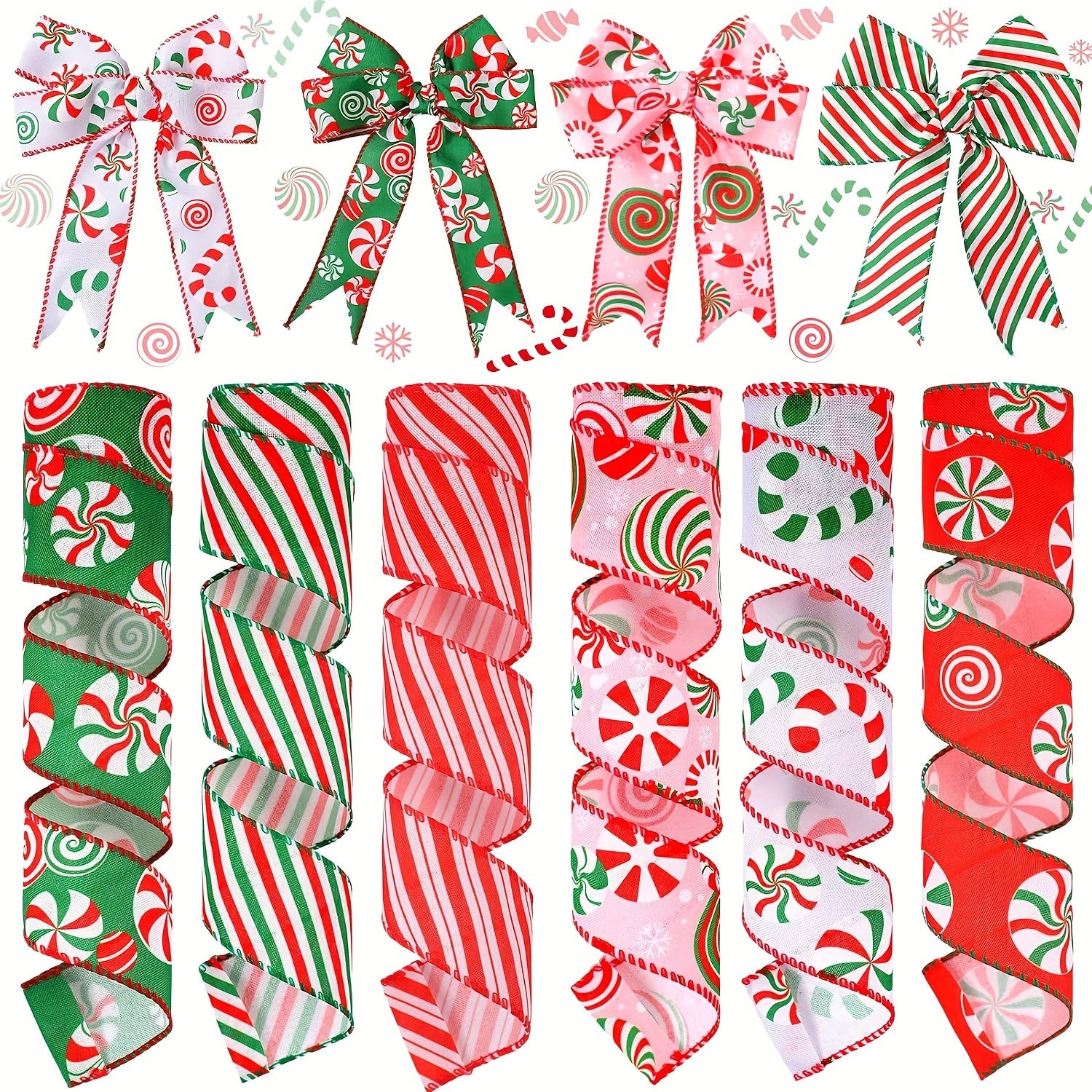 4 57m Christmas Wired Ribbon Candy Cane Burlap Red Green Xmas Crafts