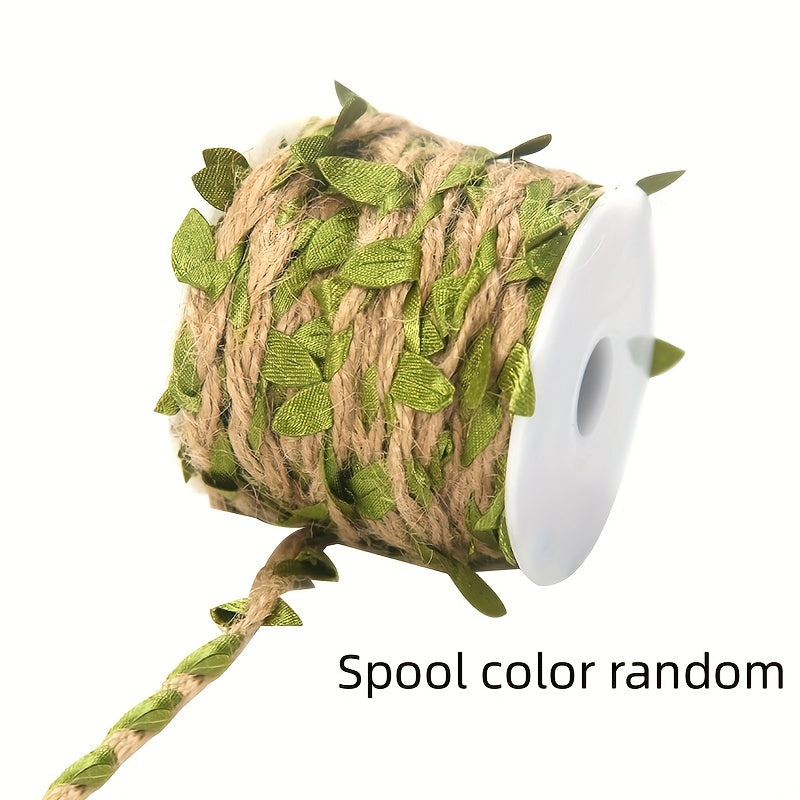 Burlap Leaf Ribbon 33 Feet Green Vine Twine Jungle Safari Baby Shower Decor