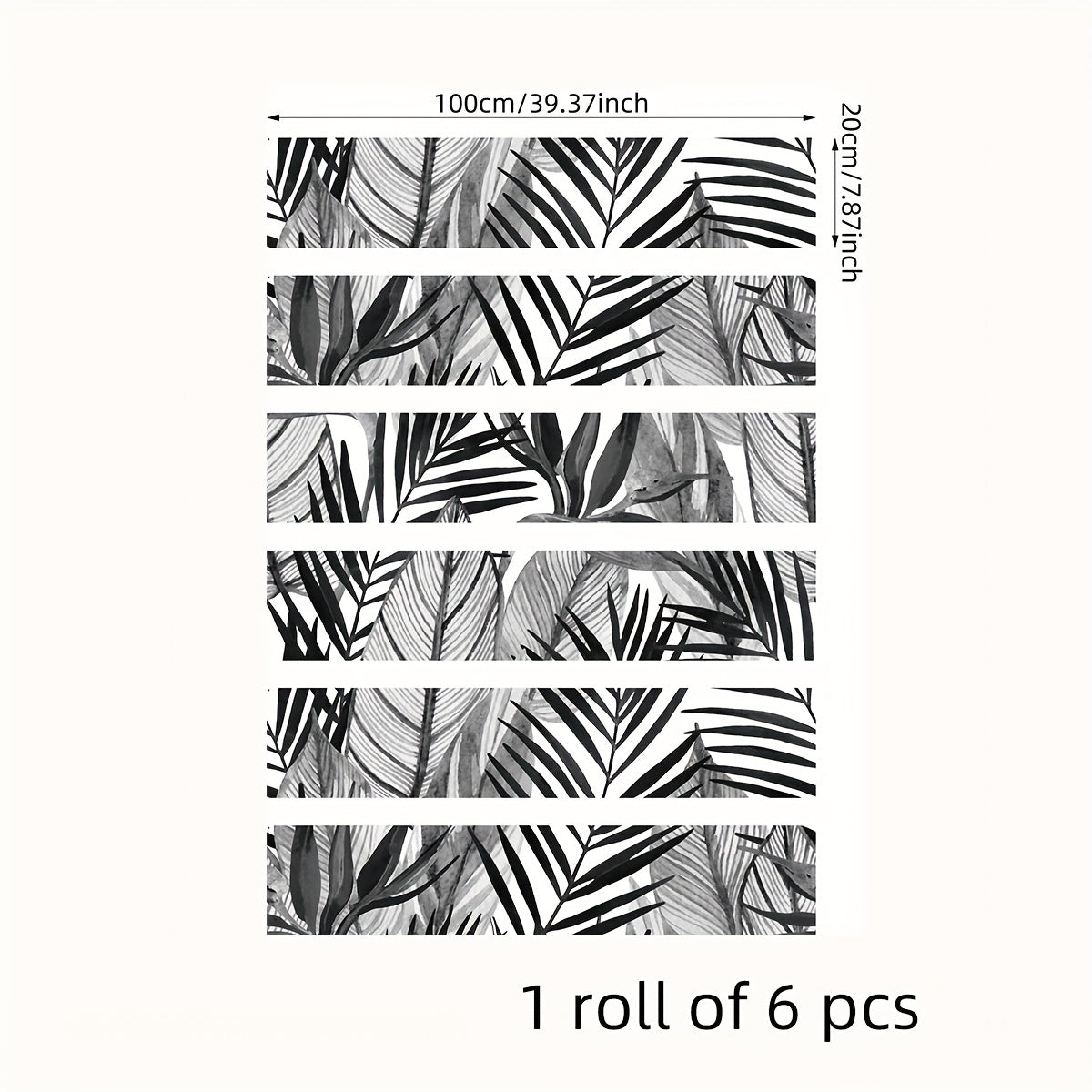 6pcs Tropical Coniferous Watercolor Staircase Sticker Self-adhesive Wallpaper