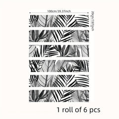 6pcs Tropical Coniferous Watercolor Staircase Sticker Self-adhesive Wallpaper