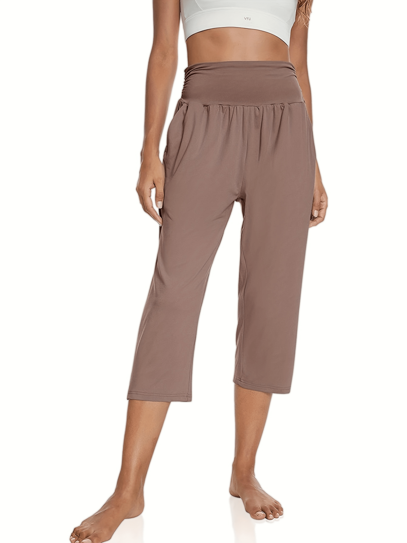 High Waist Capris Pants Casual Crop Pants For Spring & Summer