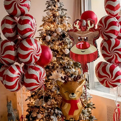Red Green Windmill Candy Star Balloons - Christmas Party Decorations