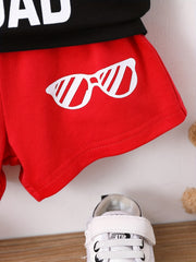 2pcs Baby Boys Sunglasses Print T shirt & Shorts Summer Clothes Sets