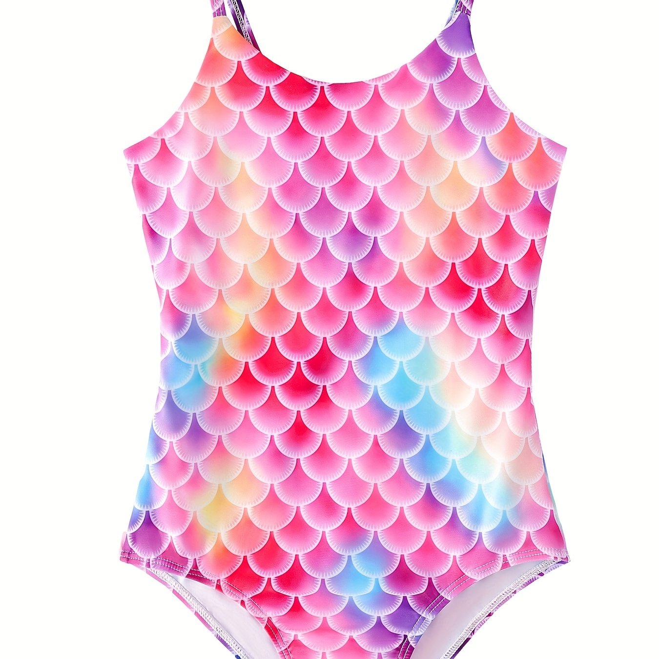 Mermaid Costume Swimsuit Bikini for Girls Gradient Fish Scale Print