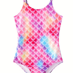 Mermaid Costume Swimsuit Bikini for Girls Gradient Fish Scale Print