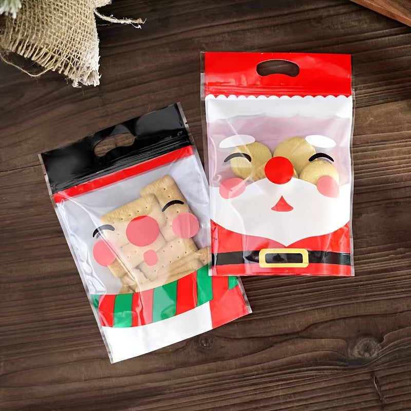 48pcs Christmas Candy Zipper Bags Santa Cookie Packaging