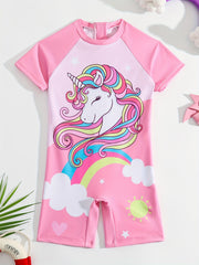 Rainbow Pony Swimsuit Short Sleeve Swimwear